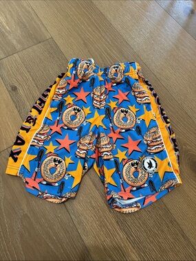 Kids Blue & Orange Donut & Star Athletic Shorts - Playful Print